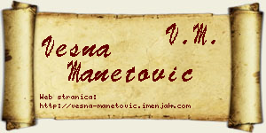 Vesna Manetović vizit kartica
